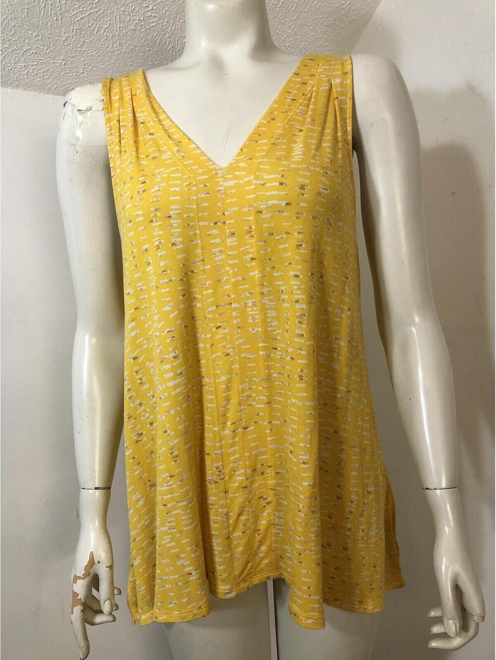 Donna Karan Sleepwear New Womens Yellow Vneck Med Pajama Top Sleeveless Lounge